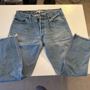NEW RE/DONE x Levi's High Rise Ankle Crop Destressed Jeans Size 27